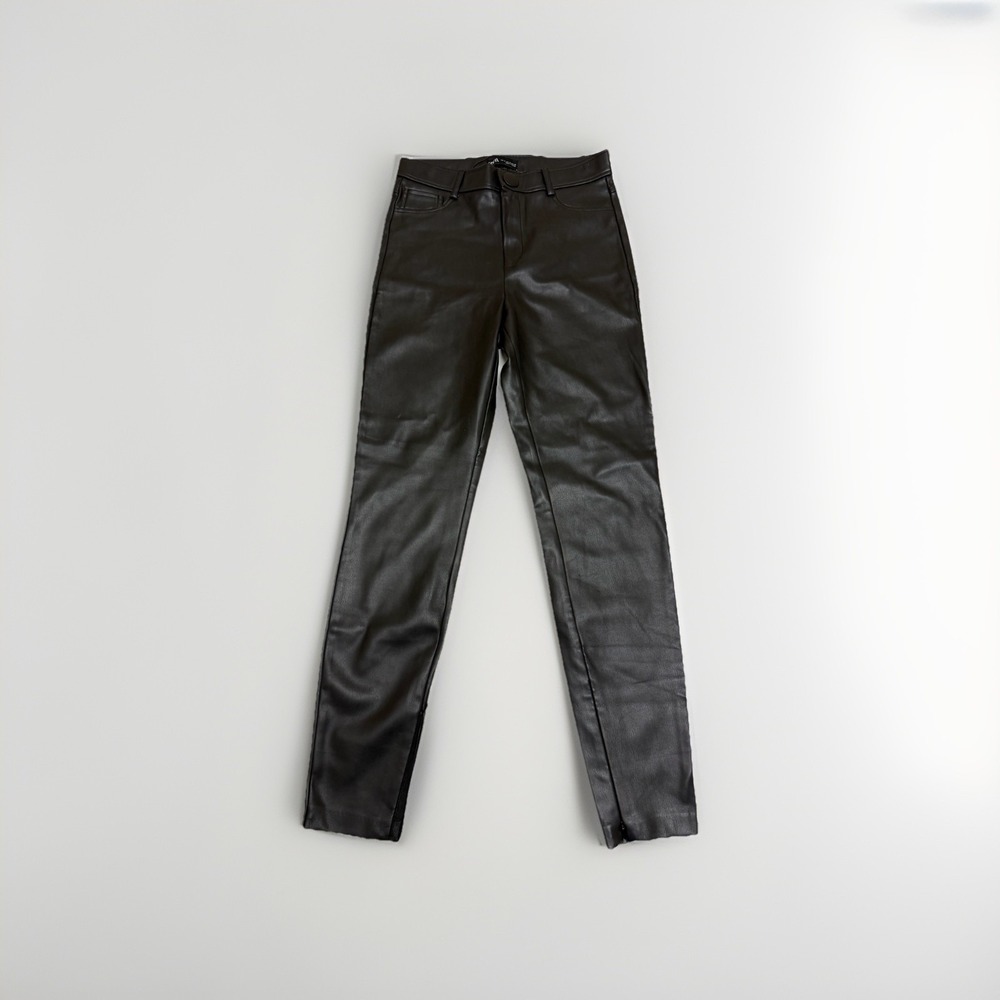 Zara faux leather pleather pants slacks, zip fly, women's medium
